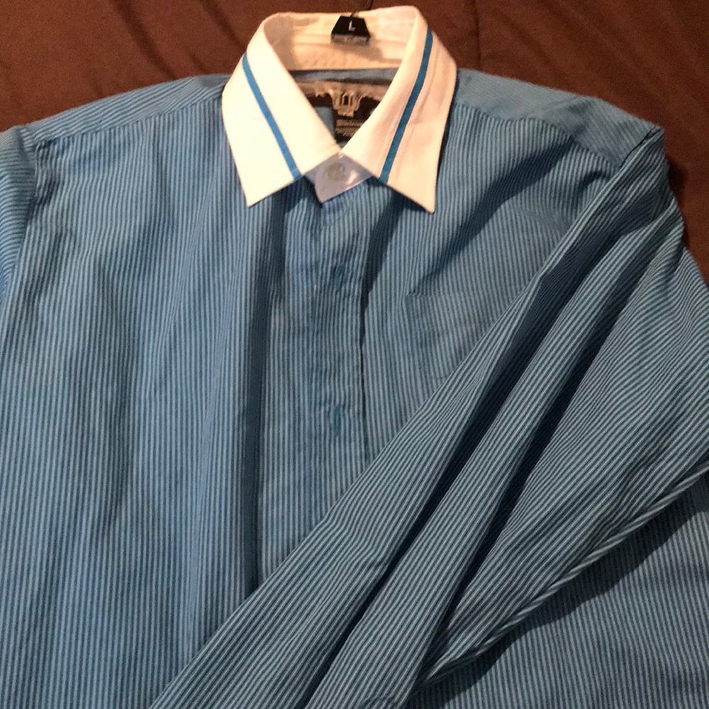 Boys blue striped dress button up